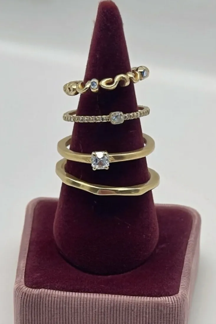 Crystal ring stack (set of 4)
