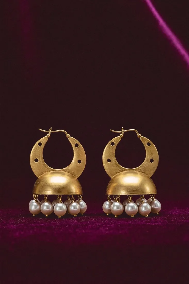 Simulated-pearl drop jhumkas