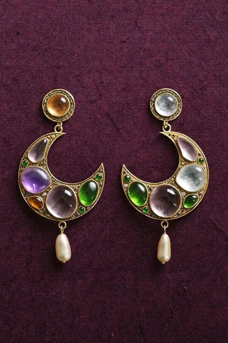 Polki-style chandbali earrings